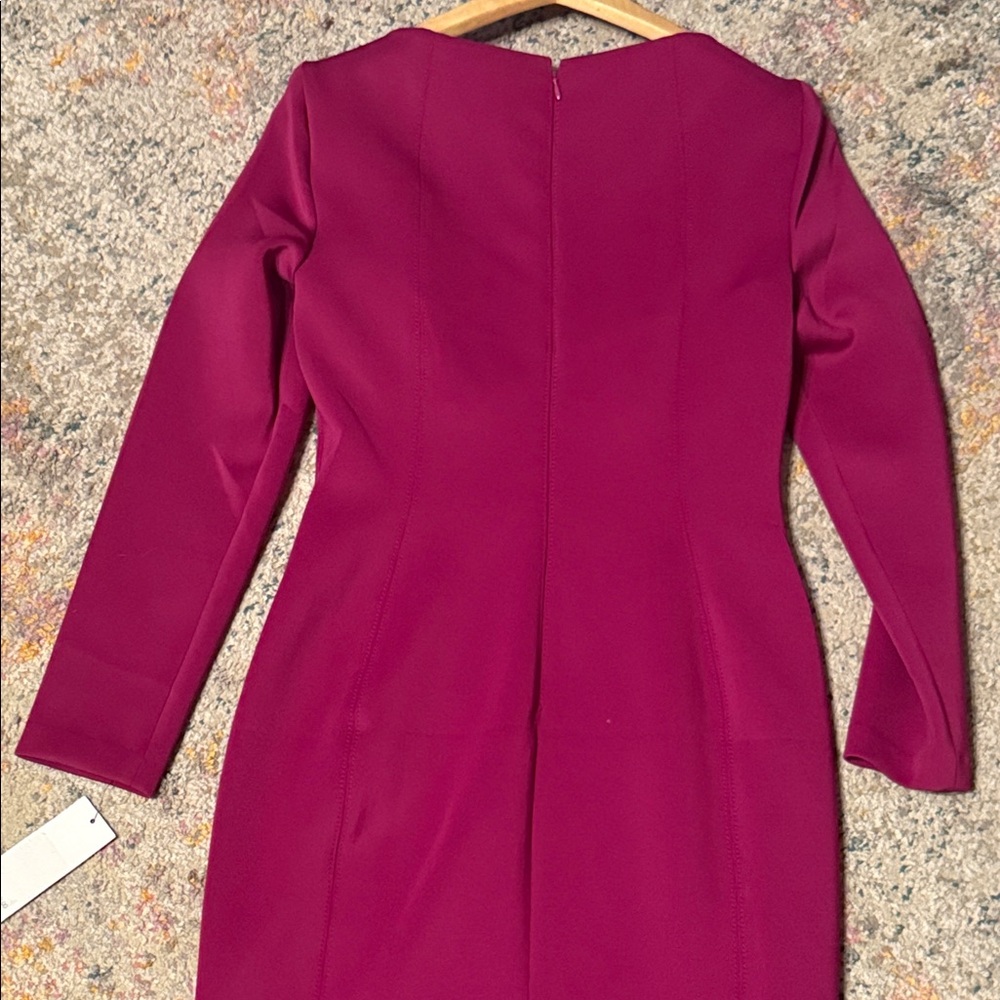 NWT Calvin Klein Fuchsia Long Sleeve Dress 6 - Picture 8 of 10